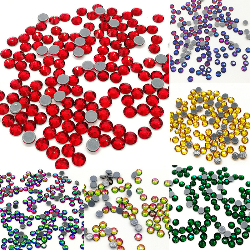 Color redondo taladro de fondo plano accesorios de ropa taladro de uñas accesorios taladro de vidrio DIY taladro de vidrio de color decoración manual