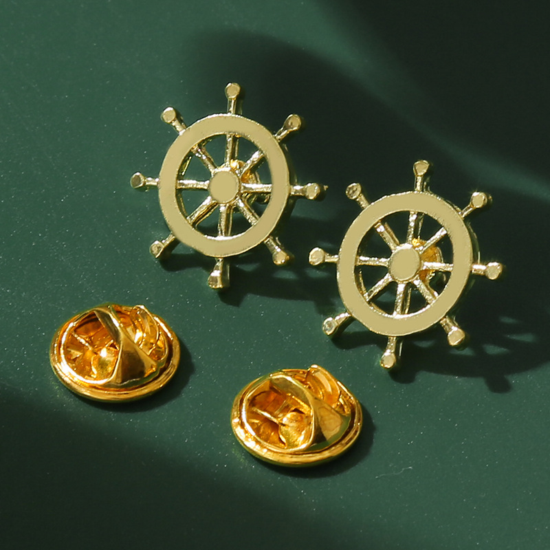 亚马逊男士领口领针船舵小胸针 西装外套时尚个性纯金属气质胸针