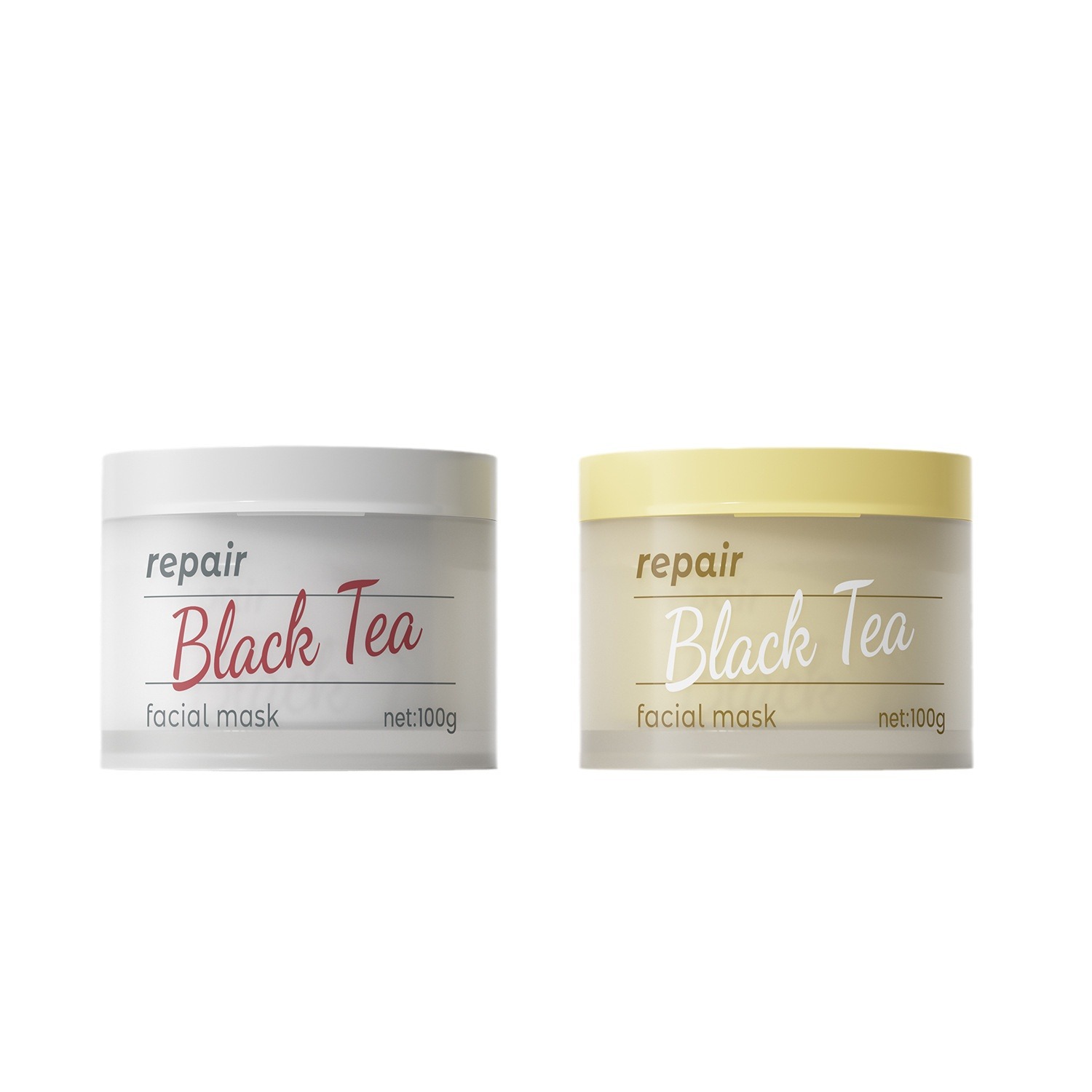 100g amarillo mate blanco mate tapa cuchara de succión magnética botella de crema PET botella de crema de maquillaje material de embalaje personalizado