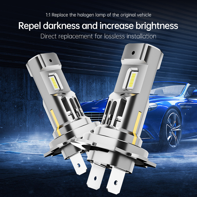 Car Led Headlight H7 High-Power Plug-In Spotlight Front Fog Light Modification 1:1 Design Ip68 Waterproof