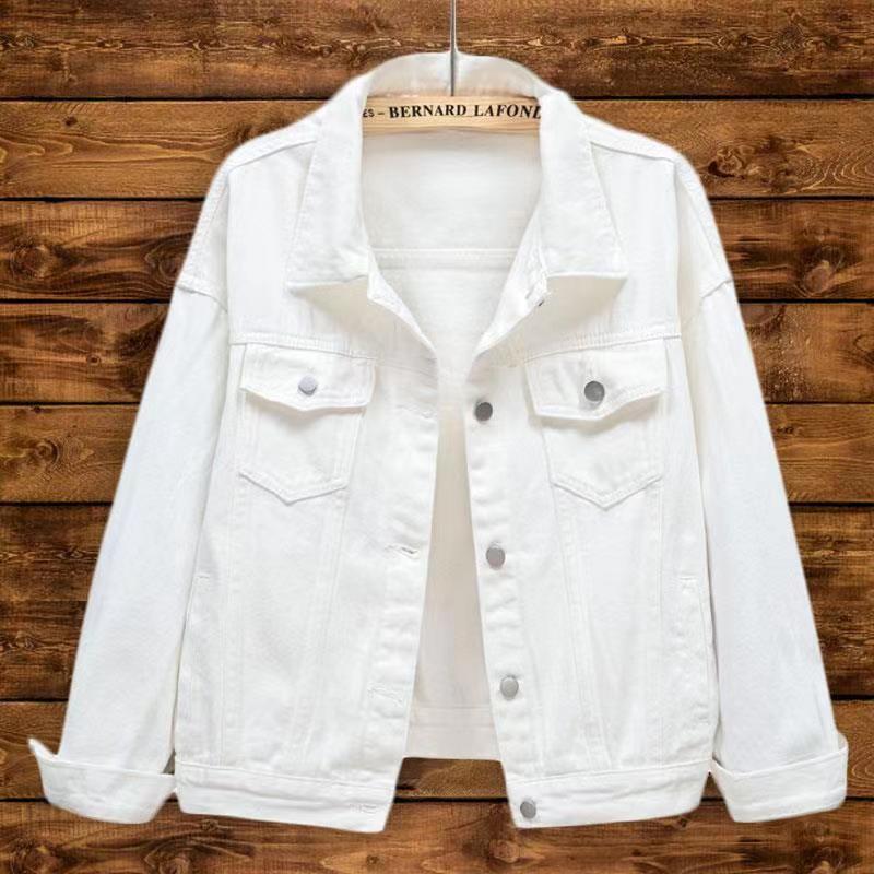 Foreign Trade Women's Clothing 2022 Spring & Fall European and American New White Denim Jacket Women's Loose Long-Sleeved Casual Jacket Top