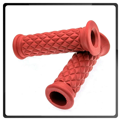 TPU, diamond-shaped retro handlebar grips, Motorcycle Handle Cover - 22mm-dark-red