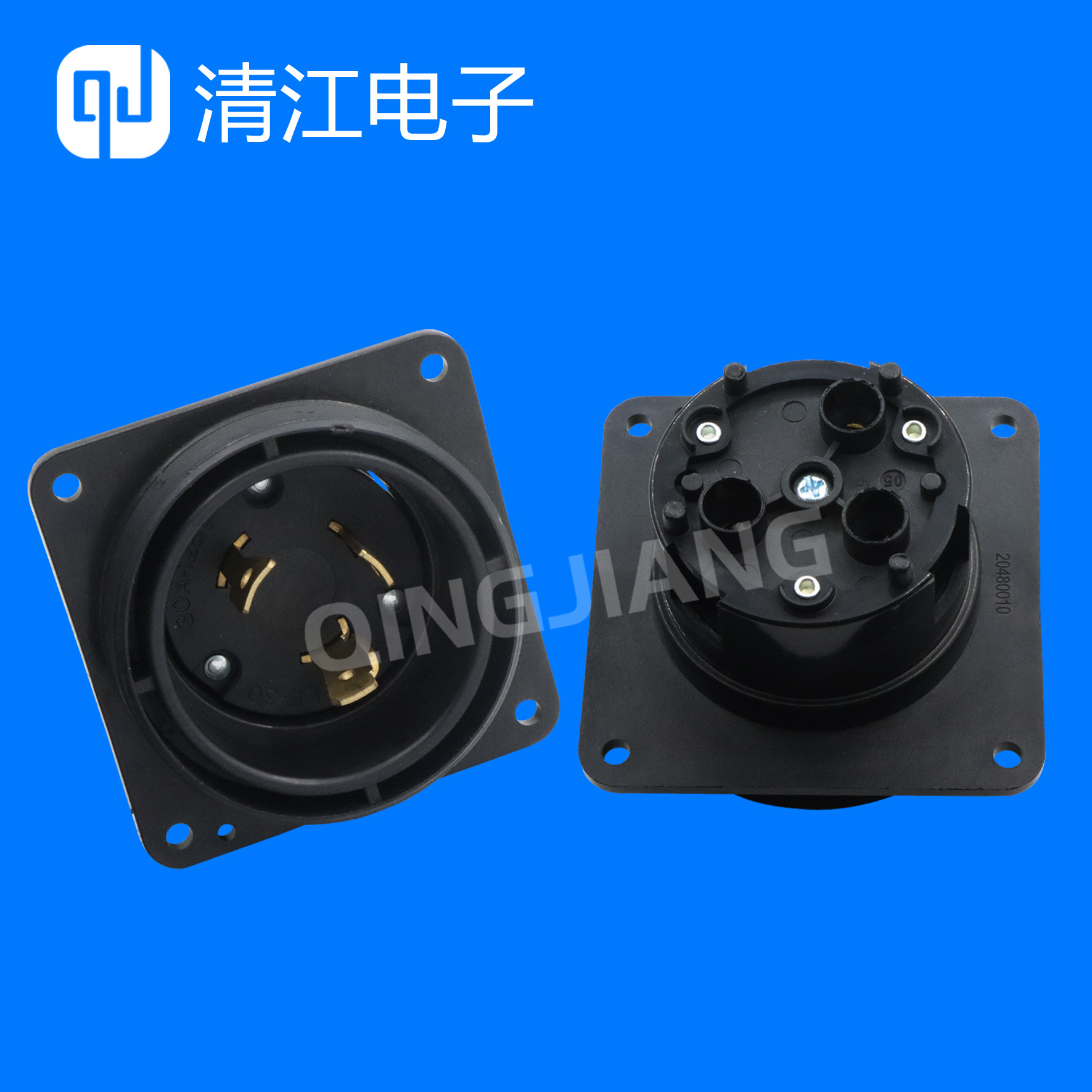 美规工业插头 圆形规格连接器工业3针盒安装插座多插座插头