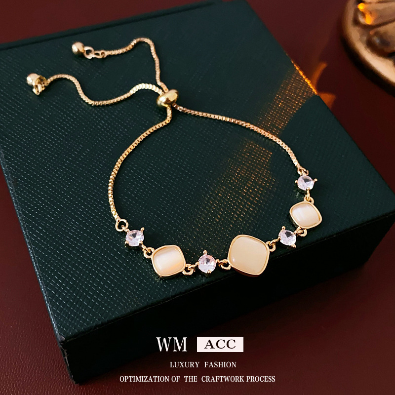 Zircón diamante ajustable pulsera artificial ojo de gato estilo universal pulsera de moda alta sensibilidad joyería al por mayor