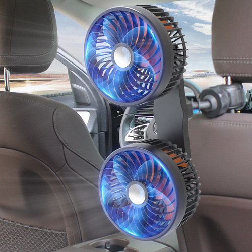 Car fan powerful 12V24V universal car rear seat back USB interface double-head electric fan