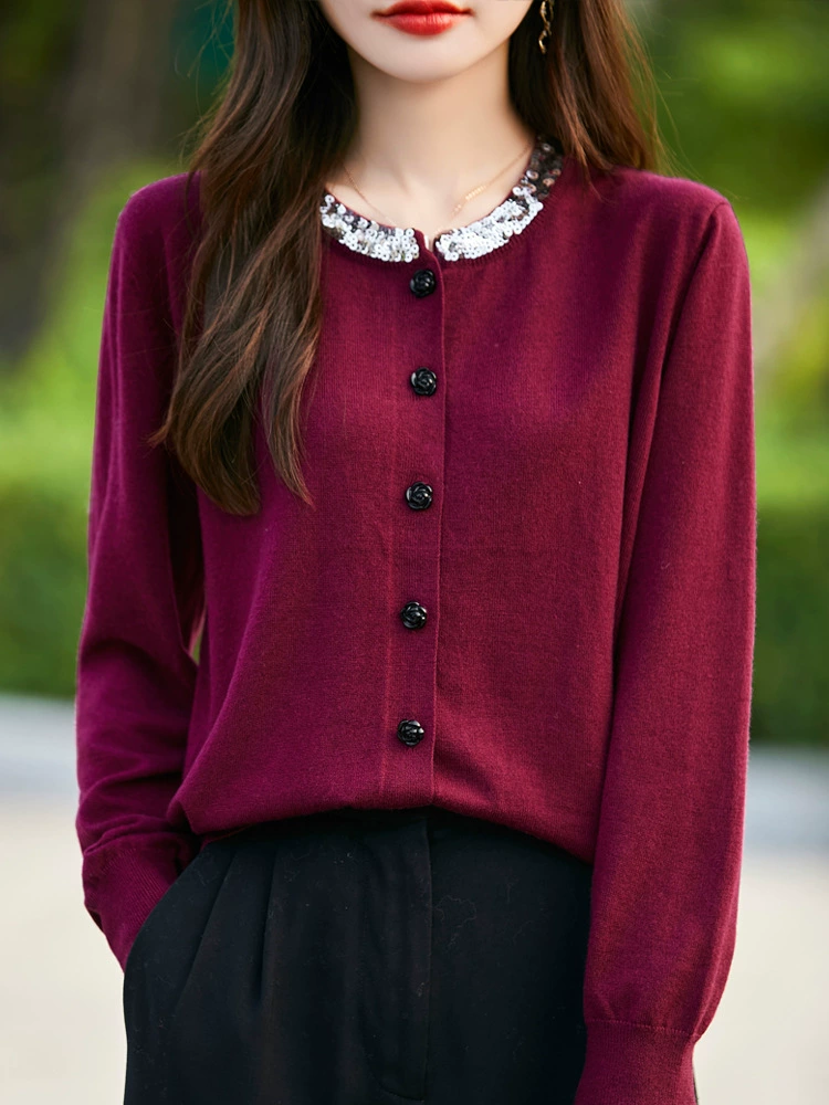 Design sweater, demi-season jacket, woolen cardigan, french style, trend of season