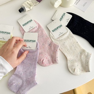 Wholesale short tube socks women's summer breathable mesh boat socks all-match solid color women's boneless suture women's socks