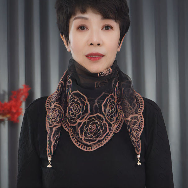 Black scarf, with embroidery