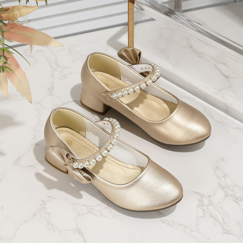 Girls 'leather shoes are fashionable and all-matching, elegant dance, elegant princess style, temperament, women's children's high-heeled single-layer shoes, children's height increasing