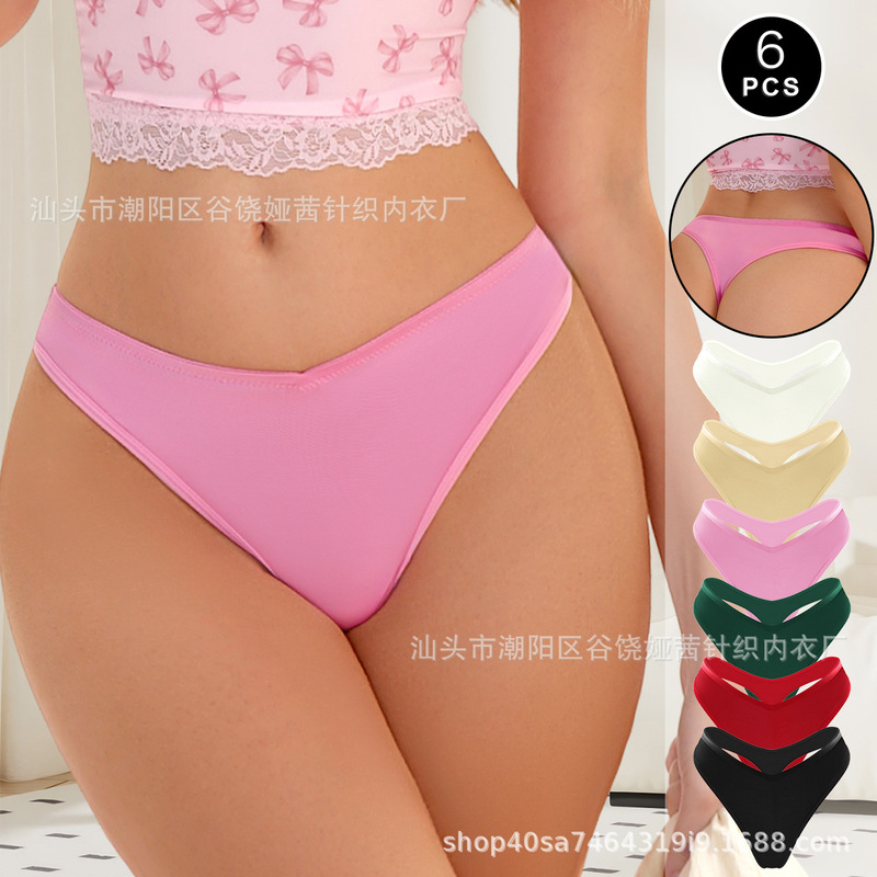 European and American Style Women's Casual Sexy Low-Waist Breathable Dopamine Color Series Solid Color Comfortable Women's Thong Panties in Stock European and American Style Women's Casual Sexy Low-Waist Breathable Dopamine Color Series Solid Color Comfortable Women's Thong Panties in Stock
