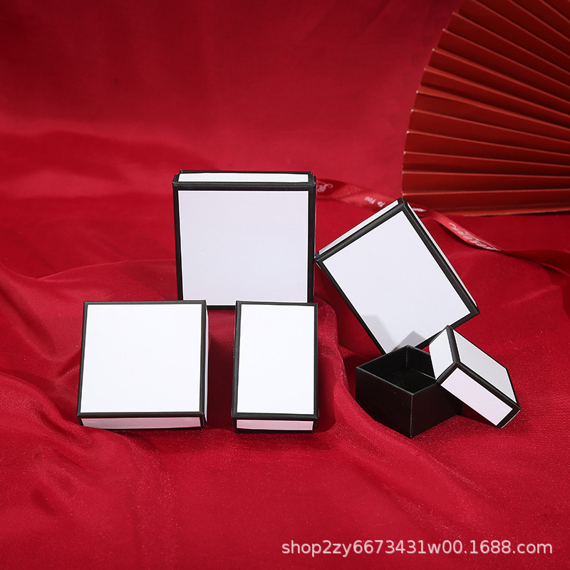 天地盖黑白简约潮天地盖饰品包装盒 戒指项链礼盒项链盒 厂家现货