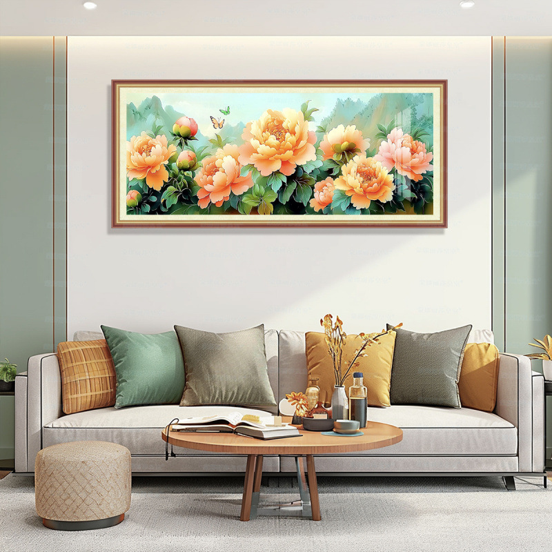 [Algodón importado] Mona Lisa Real bordado a mano Peony nuevo estilo chino sala de estar bordado a mano image 3