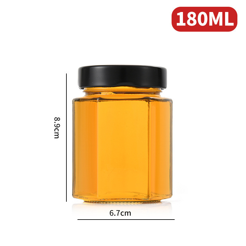 批发多款高盖四方酱菜瓶玻璃六棱角蜂蜜瓶辣椒酱瓶圆形密封罐带盖|undefined