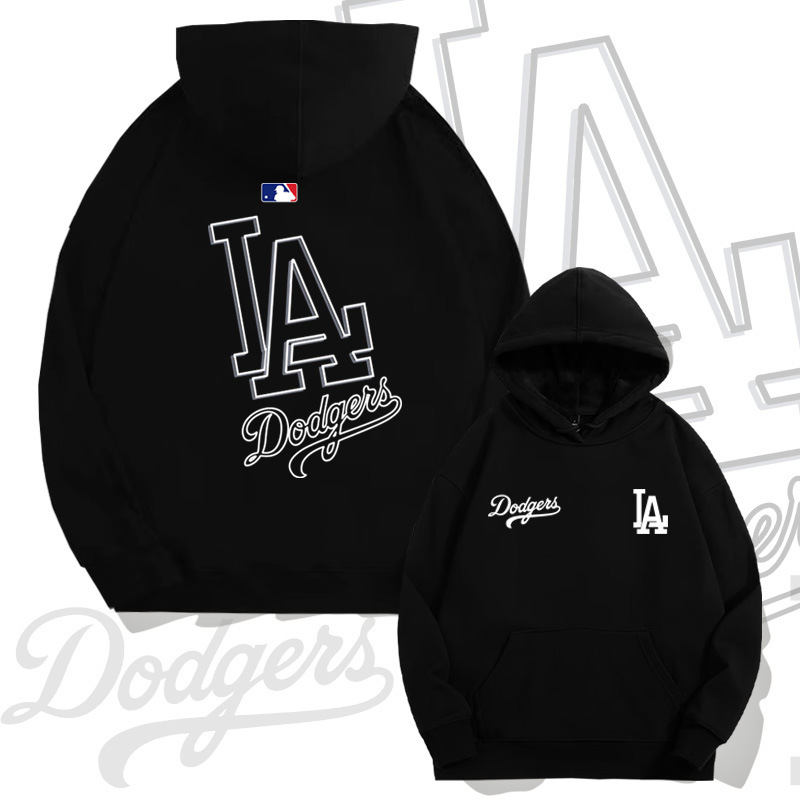 Spring and Autum La Dodgers Casual Hooded Pullover Sweatshirt for Young Men's Sports Trendy Brand Loose Off-Shoulder Long-Sleeved Jacket