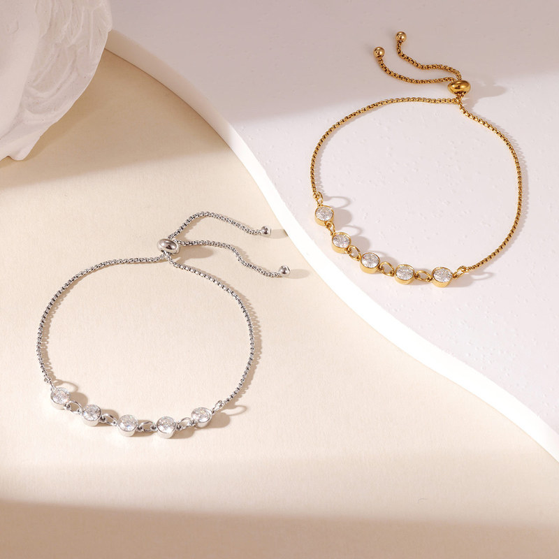 Korean Style Ins Style New Flash Diamond Zircon Bracelet Accessible Luxury Niche Stylish Titanium Steel Bracelet Adjustable Pull Bracelet Korean Style Ins Style New Flash Diamond Zircon Bracelet Accessible Luxury Niche Stylish Titanium Steel Bracelet Adjustable Pull Bracelet