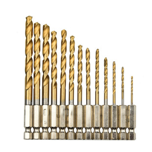 13pc hex handle titanium-plated twist drill wind batch set wind Batch 1/4 ''6.35 handle