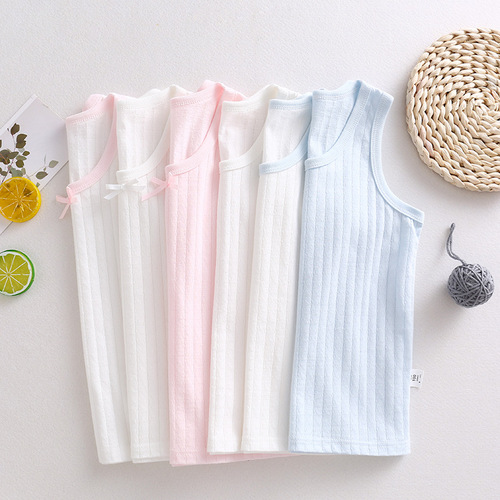 Children's thin vest sling net color jacquard baby girl 100 cotton breathable base boneless 2-piece package on behalf of delivery