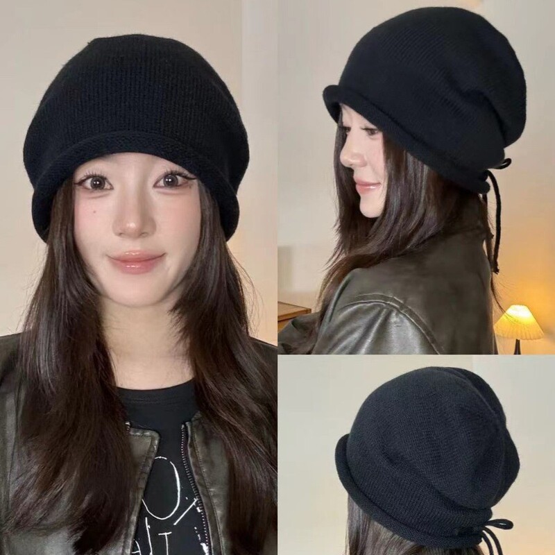 Japanese-Style Warm Knit Hat for Women, Autumn and Winter Versatile Fashion Beanie, Large Head Circumference, Face-Slimming, Headwrap Hat, Ins Style Japanese-Style Warm Knit Hat for Women, Autumn and Winter Versatile Fashion Beanie, Large Head Circumference, Face-Slimming, Headwrap Hat, Ins Style