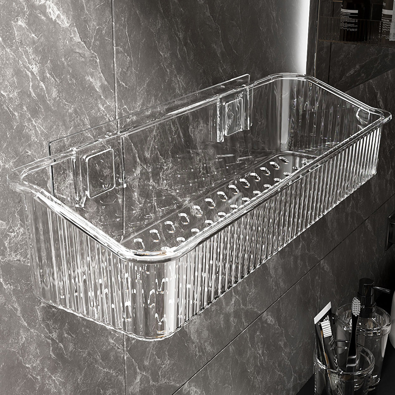 Bathroom Storage Rack, Punch-Free Wall-Mounted Shelf for Bathroom, Toilet, and Washbasin Storage Solution