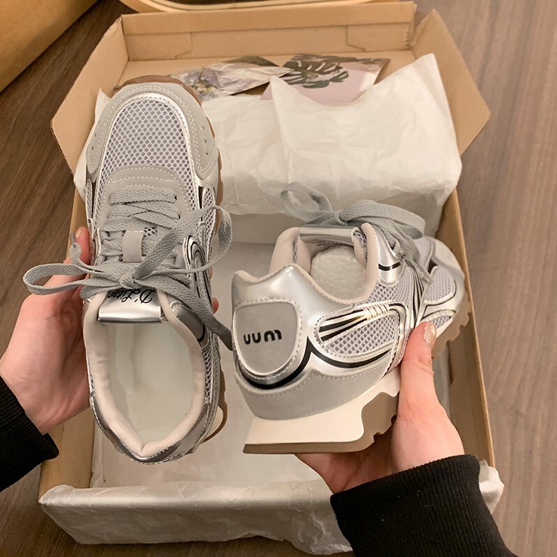 Mesh Sneakers for Women, New Summer Style, Breathable, Casual, Versatile, Everyday Trendy White Shoes, Travel Dad Shoes