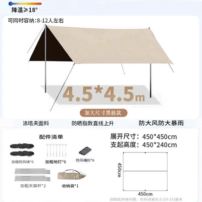 Avtomobil yan çətirləri — Canopy, Black Coated Canopy with - vinyl-4545-comes-with-a-storage-bag-various