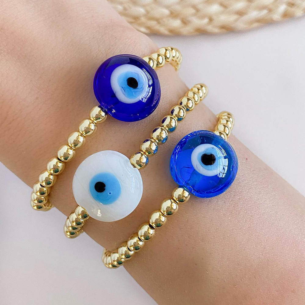 10g Weight 18K Gold Plated Plating Material Retro Devil's Eye Glass Copper Plating 18k Gold Plated Bracelets