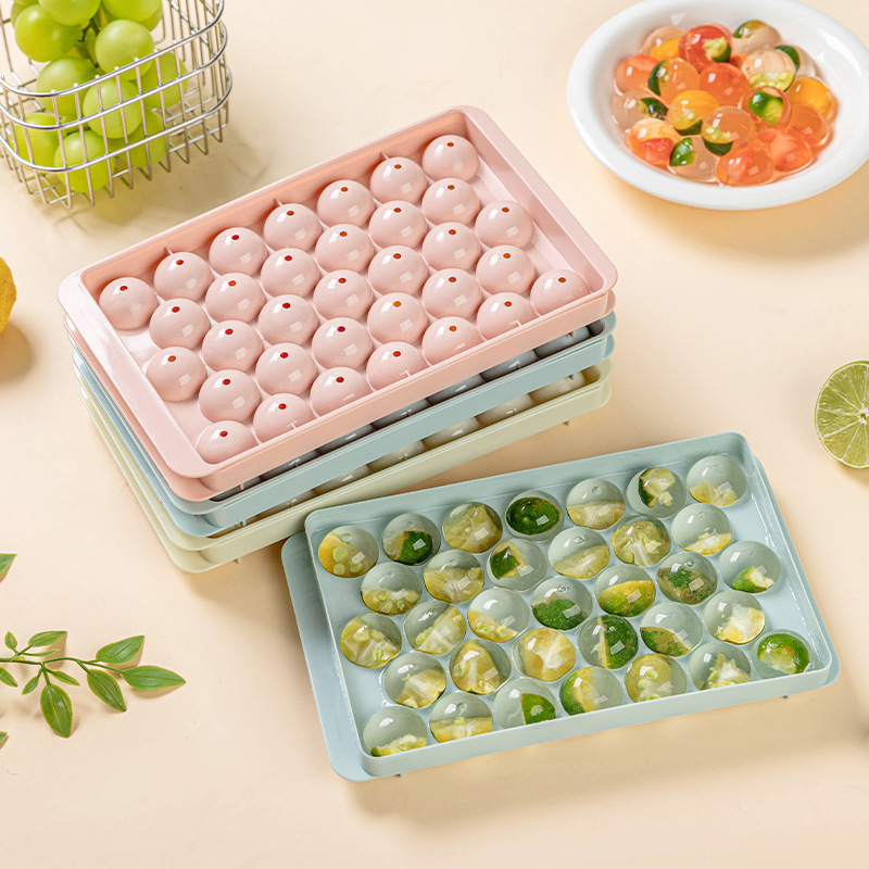 Summer Ice Cube Mold Food-Grade Material for Home Use, Trendy Homemade Round-Shaped Commercial Ice Tray for White Jelly and Fruit Jelly