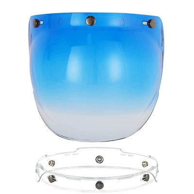 Helmet Lens Three-Button Helmet Retro — Motorcycle Safety Supplies - gradient-blue-with-transparent-bracket