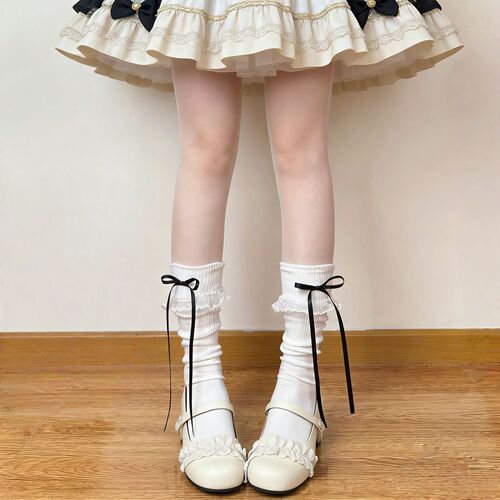 Original Japanese lolita pile socks girl pink bow cute calf socks spring and summer breathable non-slip women's socks