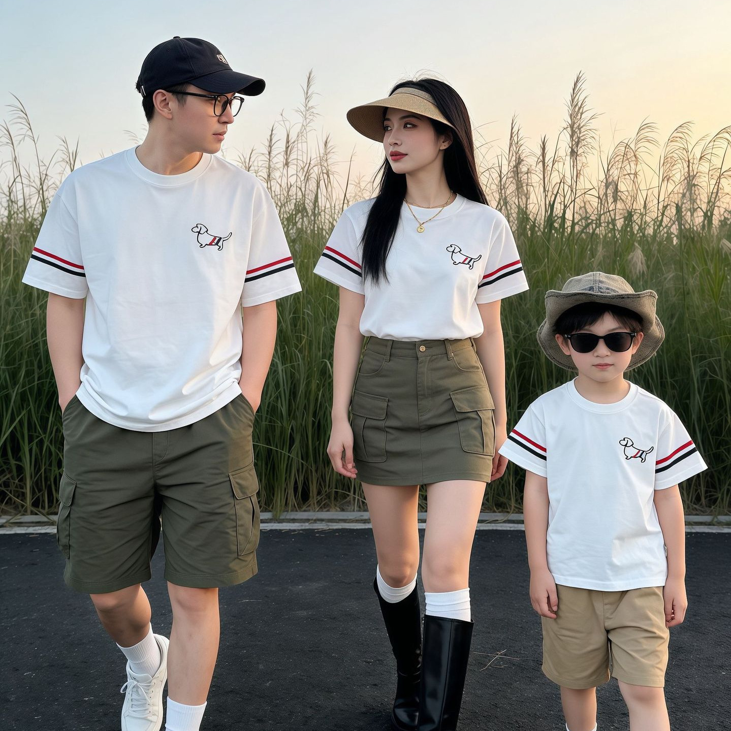 Cartoon Family Matching Outfits 2026 Summer New Style Short-Sleeve Korean-Style T-Shirts for a Family of Three, Stylish Mother-Child Outfits, Baby Rompers