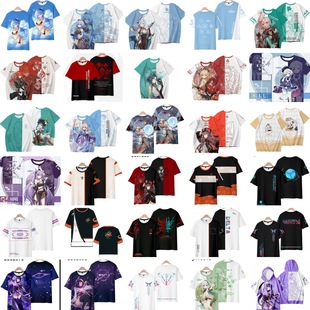 Cross-border anime game Original God God Genshin Impact novelty fashion cosplay clothes T-shirt short sleeve