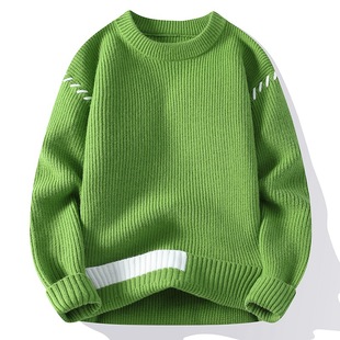 Round neck men's sweater padded sweater 2024 autumn and winter men's warm Joker base shirt tide brand sweater wholesale