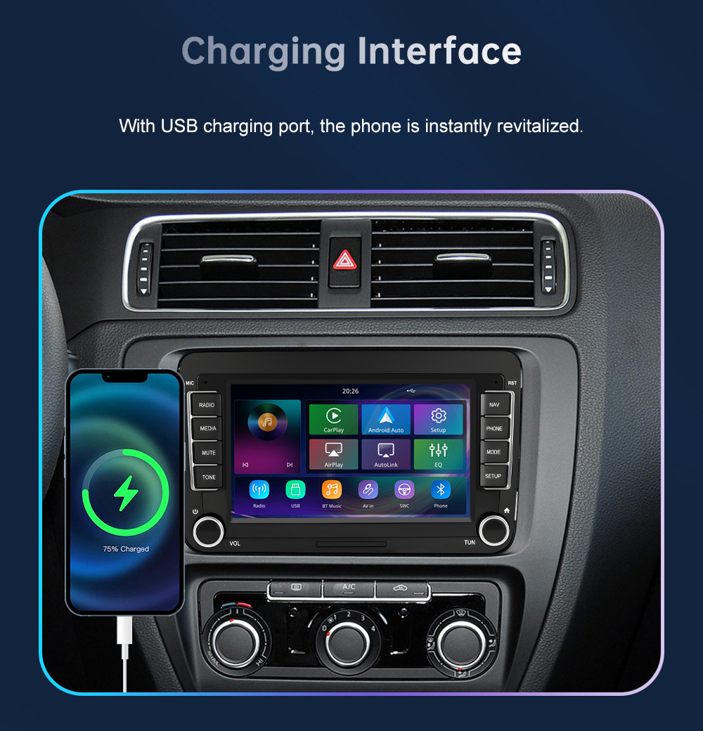 7inch Carplay Car Multimedia Display Screen Is Suitable for Volkswagen, Seat, and Skoda from 2003-2015