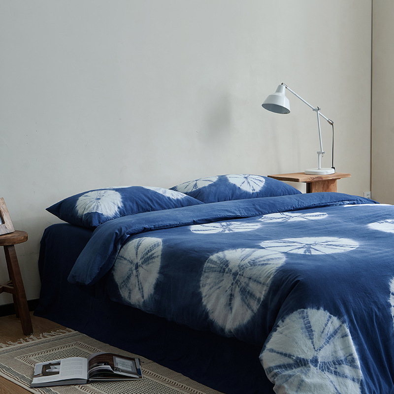 Chinesisches Baumwoll Bettwäscheset Mit Blauem Karomuster_voghion.com