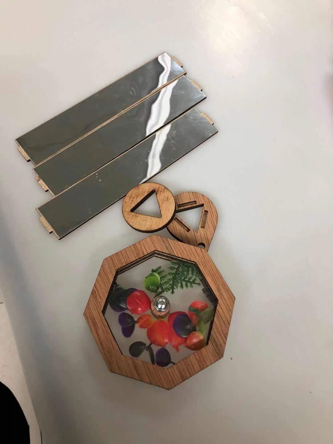 Open your mind to exciting new projects. This wood rotating kaleidoscope kit is fun to put together and fun to play with as well as a new educational toy. Fun for everyone, boys and girls of all ages. Use all sorts of interesting things to create fun new designs with a never ending opportunity for fun.