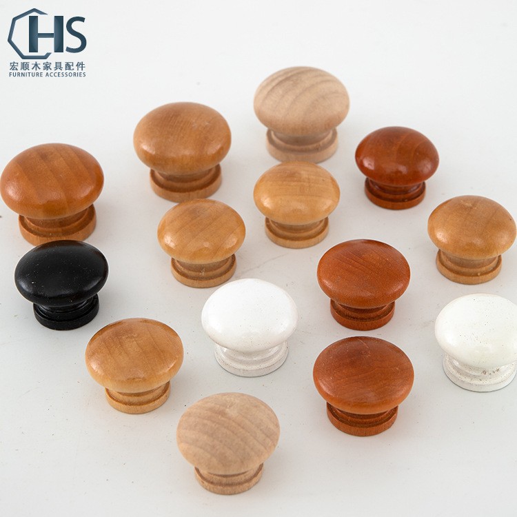 单孔实木拉手木质抽屉柜门专用拉手儿童房柜子圆球原木色门把手批