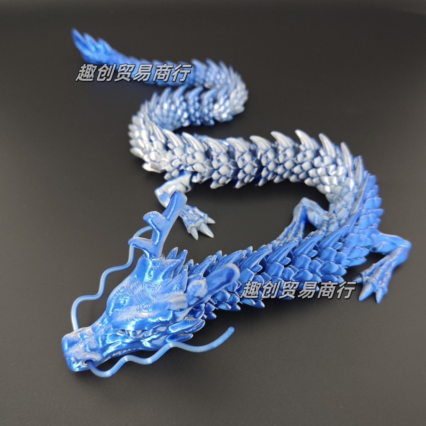 30CM 실크 블루 실버 중국 용 (드래곤 수염 포함)