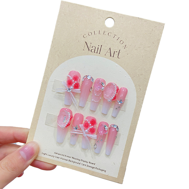 Nail jewelry rose mixed gradient blooming camellia rose colorful internet celebrity resin nail jewelry