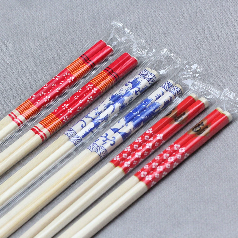 Одноразовые палочки для еды ручной работы для удобной упаковки и бамбуковые палочки для еды на вынос для свадебных торжеств в отелях и бытовой сине-белой фарфоровой оптовой торговли