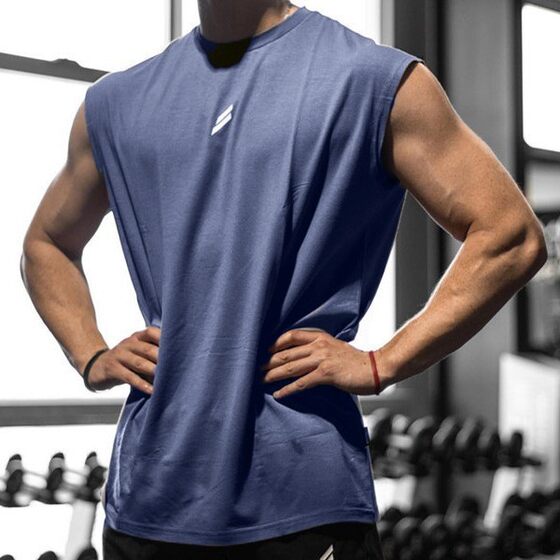 Summer Fitness Sports Mesh Vest Casual Running Training Loose European and American Large Size Breathable Quick-Drying Round Neck Sweatshirt