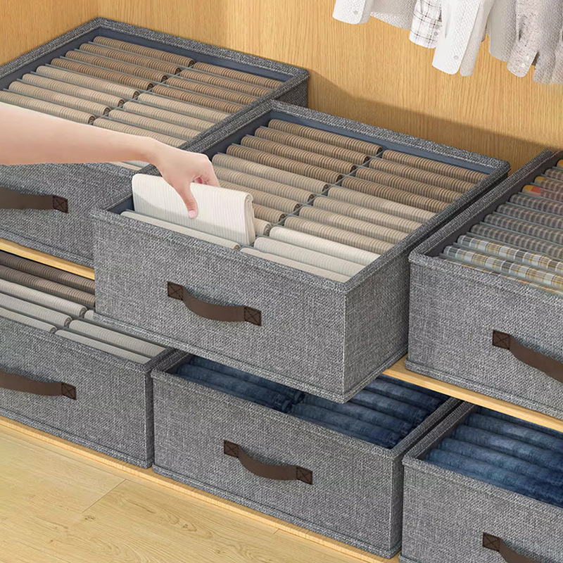 Foldable Double-Row Pants Storage Box Clothes Storage Basket Wardrobe Drawer-Type Clothing Organization and Layering Artifact Wholesale