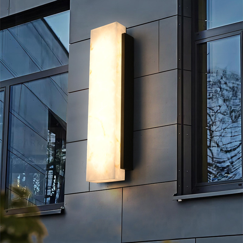 Modern Minimalist Outdoor Wall Lamp for Villa Entrance, Balcony, Lobby, Outdoor Waterproof Stainless Steel Imitation Marble Wall Lamp