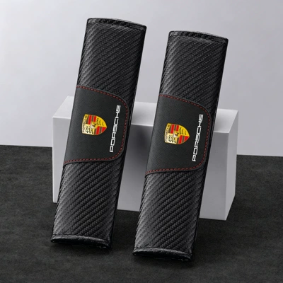 Interior Modification Backrest Seat — Seat belt shoulder pad - porsche-black-pair