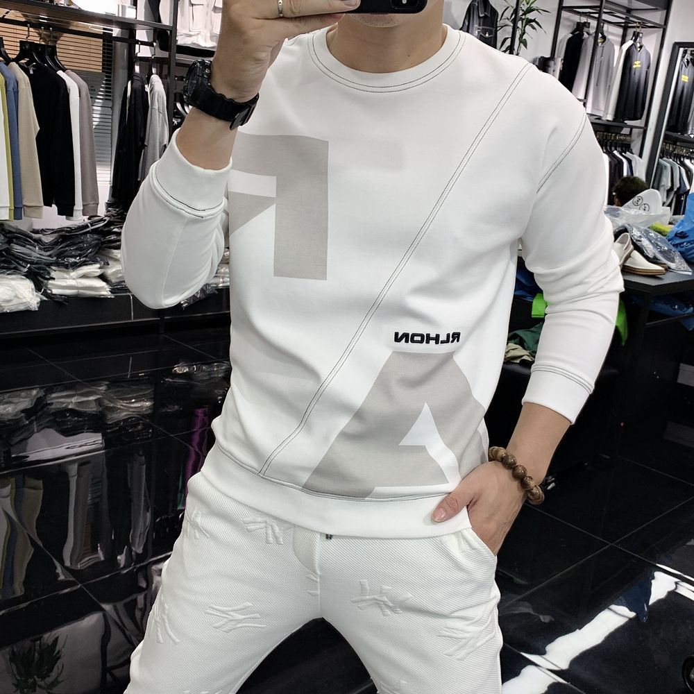 boy Thin/Fleece Slim Fit Spring Autumn Winter Crew Neck Sweatshirt Pullover Base Shirt Men's Youth T-Shirt Long Sleeve Top_voghion.com