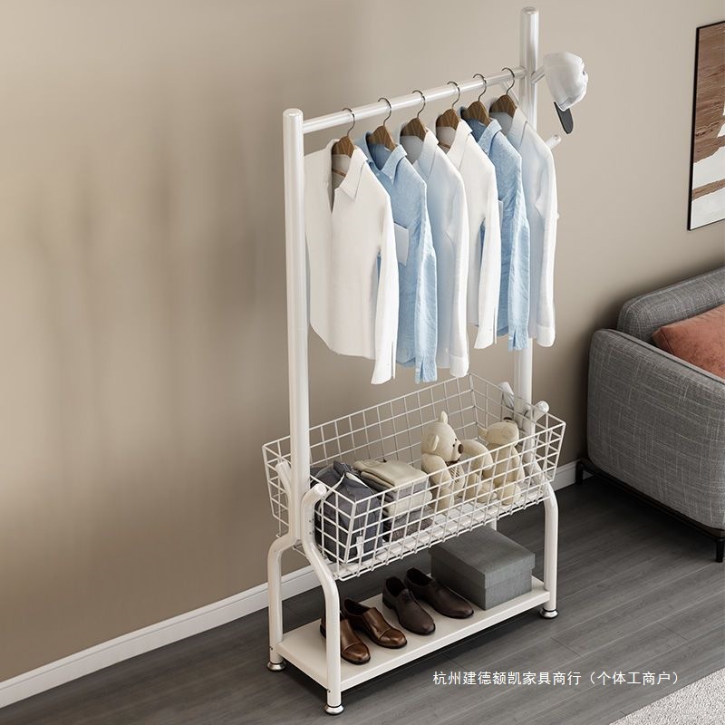 Floor-Standing Vertical Simple Clothes Hanger Multi-Purpose Clothes Hanger Internet Celebrity Floor-Standing Clothes Hanger Wheels Durable Living Room Bedroom Coat Rack