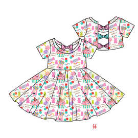 欧美童装外贸批发女孩新款粉红冰淇淋糖果春夏季连衣裙39