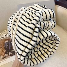 孕妇裤外穿时尚条纹阔腿裤宽松显孕妇裤子加绒加厚直筒裤女秋冬