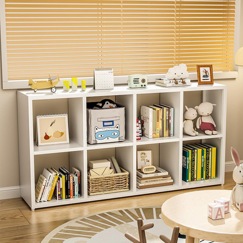 柜子储物柜书架置物架落地书柜家用收纳柜分层架八格柜矮柜格子柜