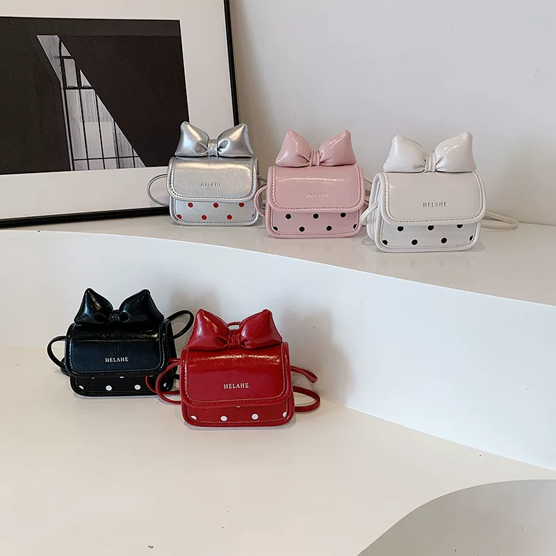 Cute small children's one-shoulder bag for princess with bow, lipstick, Korean style, western style