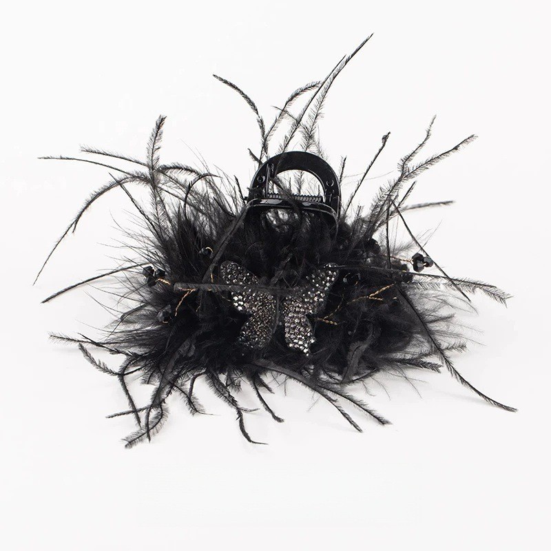 [Four times the amount of hair] Butterfly Dream Ostrich Feather 8cm